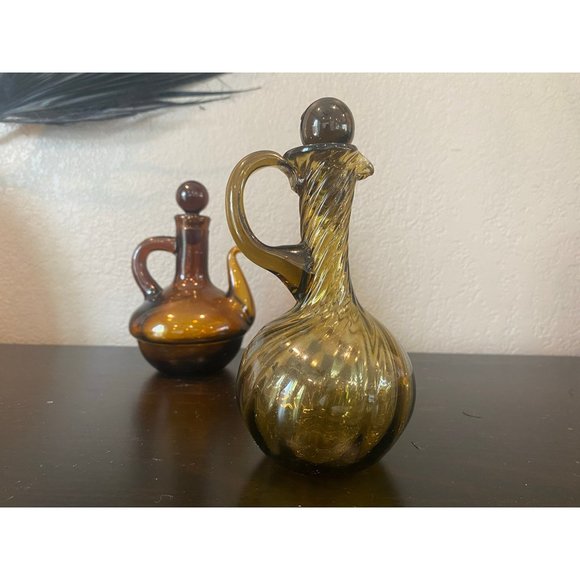 Vintage Cruet Set Handblown, Made in Spain, Oil - Picture 4 of 9